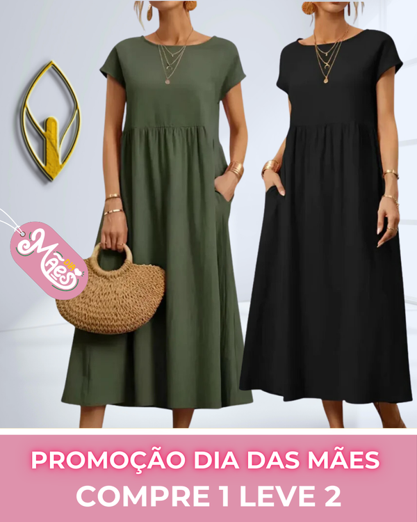 COMPRE 1 LEVE 2 - Vestido Soltinho Longo Feminino Elizabeth