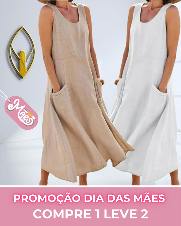 COMPRE 1 LEVE 2 - Vestido Longo Florido Soltinho com Fenda